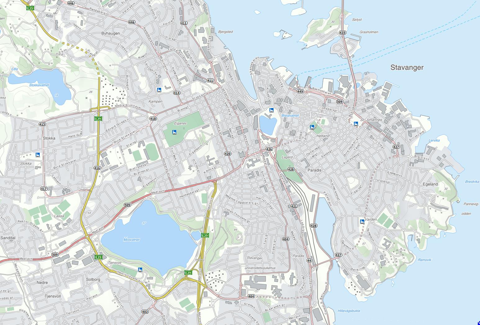 Stavanger sentrum Kartet viser omtrentlig