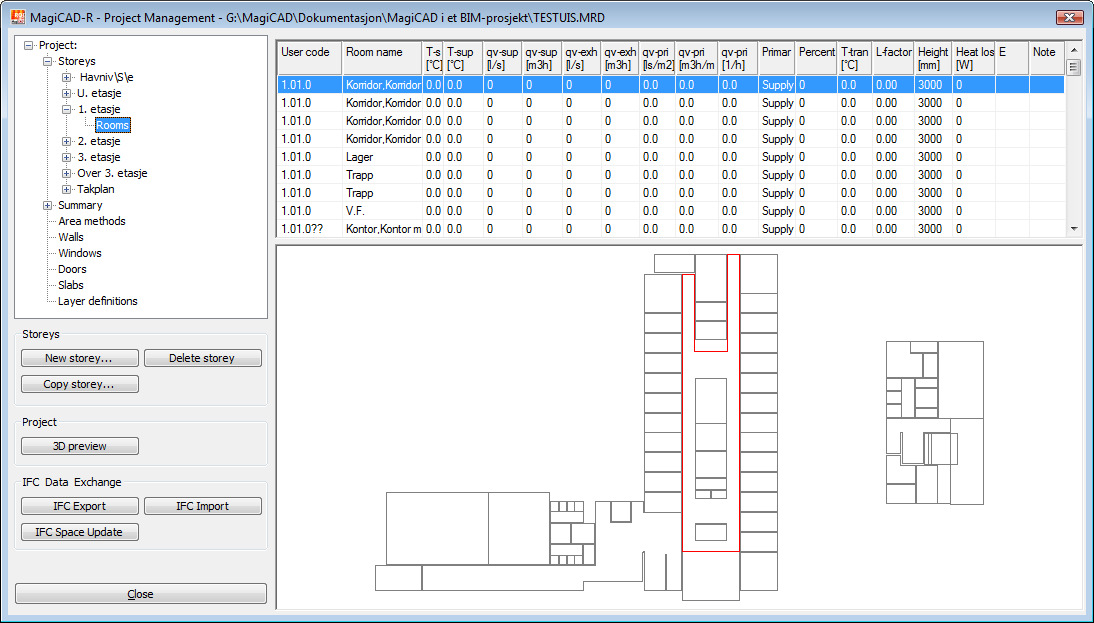 Trykk Close for å komme tilbake til Storey properties.