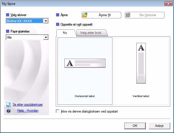 Åpne Hjelp for P-touch Editor Dette avsnittet forklarer hvordan du åpner P-touch Editor Hjelp for Windows. Det følgende eksempelet er for Windows Vista.