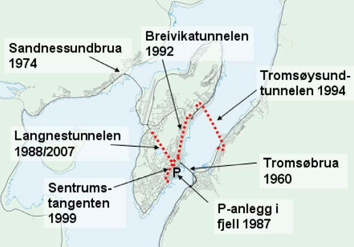 Figur 2. Kart over dagens riksveg- og fylkesvegnett Tabell 1.