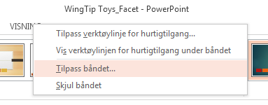 Slik kan du få hjelp med PowerPoint 2013 Opprette egendefinerte faner og grupper på båndet Hvis du har brukt tidligere versjoner av PowerPoint, har du sikkert spørsmål om hvor du kan finne enkelte