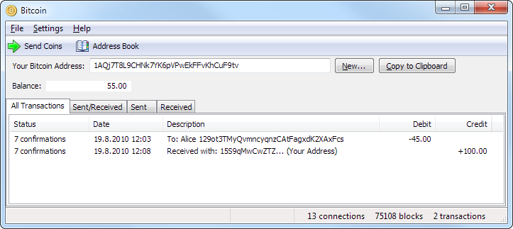 En e-lommebok Bitcoin transaksjon eksempel: c637349b320b3b6e90843059b02fcabee02447947437a8e8073d1b1fb11753e1 (kryptert passord av transaksjonen) 1GBMFyZ8171tqSaoqdRWJQjzUtSTEjauYr