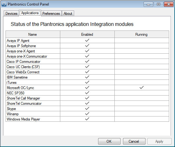 Plantronics Spokes-programvare Plantronics Control Panel (Plantronicskontrollpanel) Brukerinnstillinger og enhetsinnstillinger som påvirker ytelsen til hodesettet, kan endres med