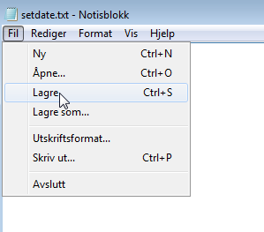 2) Skriv inn navnet setdate i vinduet som da kommer opp Så det blir slik til slutt 3) Dobbelklikk på fila som heter setdate NB: Viktig at det ikke står setdate.