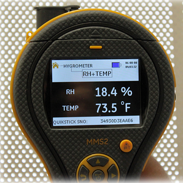 4.3 Hygrometer - valg og bruk (fortsatt) Protimeter MMS2 Bruksanvisning Relativ luftfuktighet og temperatur måles med Hygrostick-, Quikstick- eller Short Quikstick-sonden, og MMS2-instrumentet bruker