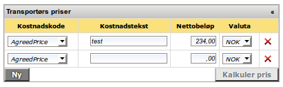 Endre godsmengde Godsmengde endres ved å legge inn de nye tallene i ønskede felter (1). Opprinnelige verdier står til venstre for feltet.