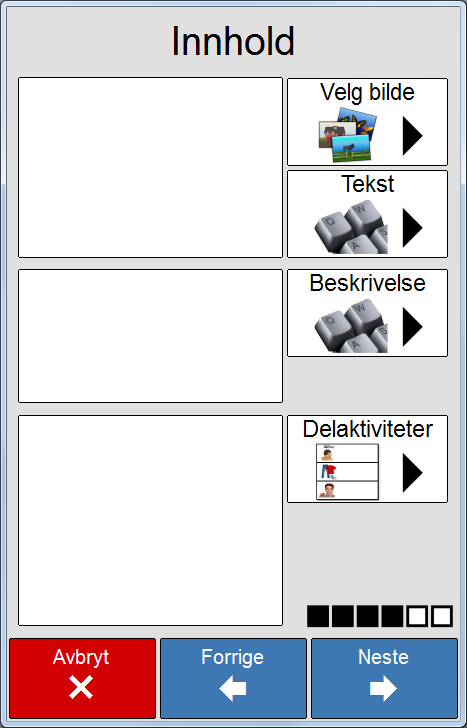 I dette feltet vises hva som er lagt inn av aktiviteter, person/sted og husk den aktuelle dagen, slik at det blir lettere å finne en passende tid for den nye aktiviteten.