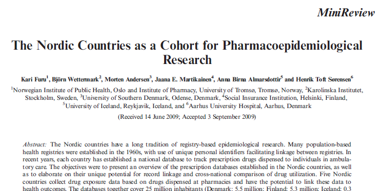 Artikkel om de nordiske reseptregistrene og forskningsmulighetene