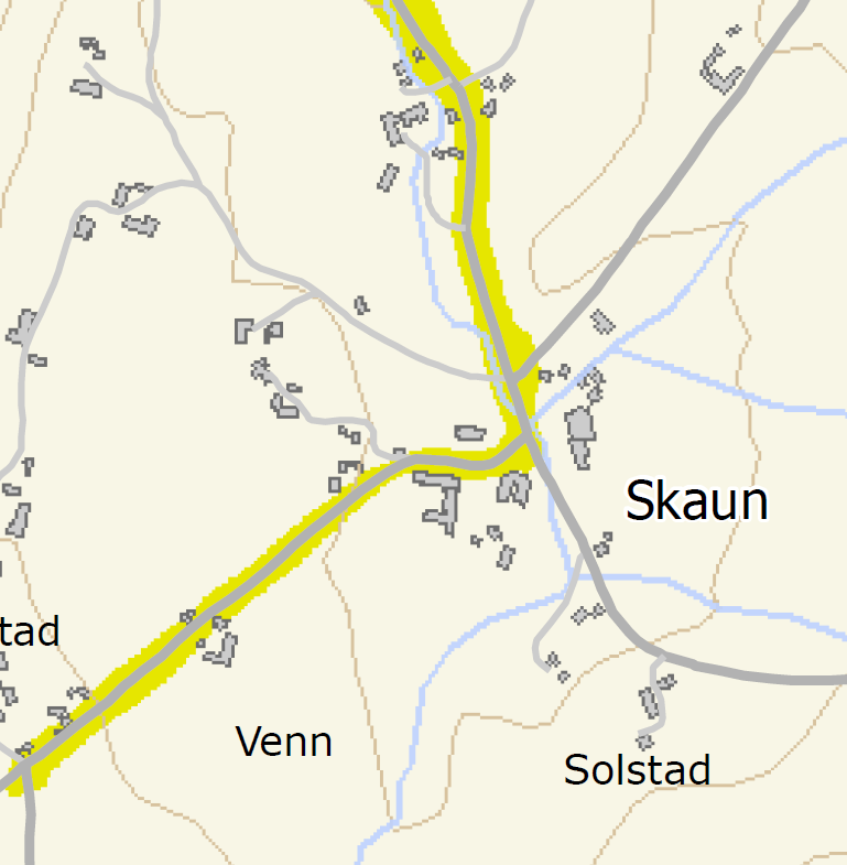 Miljø støy og forurensning Områdeplan for Venn Skaun kommune Viktig støykilde er fylkesveger i sentrum.