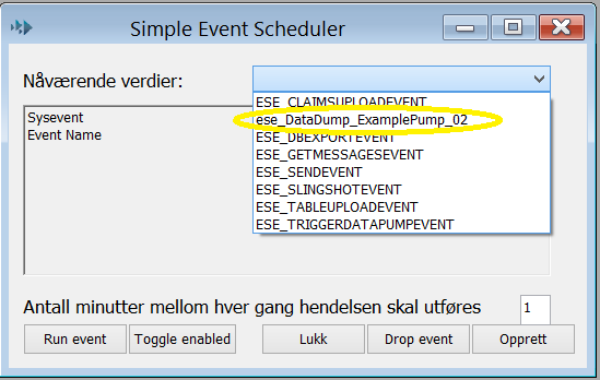 Detaljert: Alle eventer knyttet til sky og clr er prefikset «ese_». Events med store bokstaver i bildet, er knyttet til egne «clr_» stored procedures i databasen.