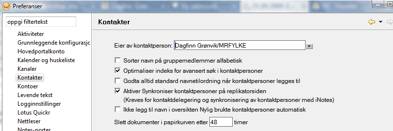 Problemer Synkronisering av kontakter kan av og til være litt problematisk.