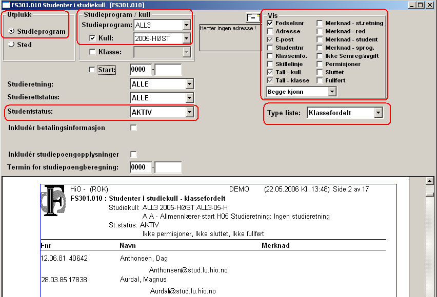 Rapporter i FS I rapporter kan man ikke endre eller lagre ny informasjon. Her kan man kun hente ut og sortere data som allerede ligger i FS.