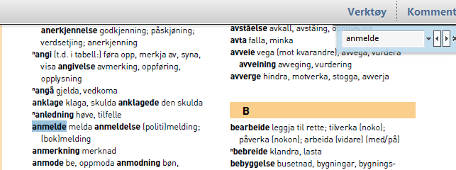 Da slipper du å lete etter ord / setning i et word dokument. Trykk på Ctrl og B tasten. Du får opp dette bildet til venstre.