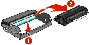 Skifte fotolederen: 1 Åpne frontdekselet ved å trykke på knappen på venstre side av skriveren og senke frontdekselet.