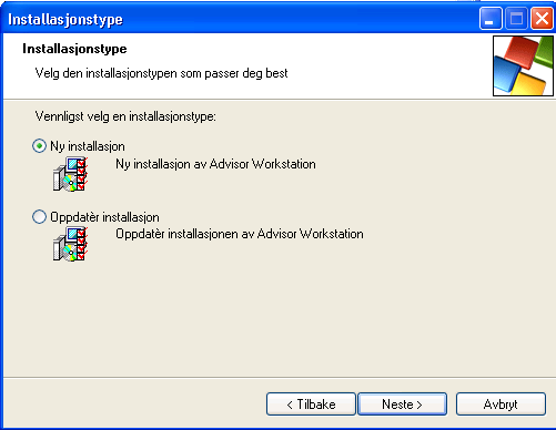 arbeidsstasjonsinstallasjonsrutinen til Advisor (hvor man også starter hvis.net 4.