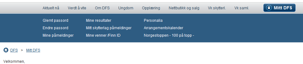 Innlogging Mitt DFS For å logge inn i Mitt DFS, trenger du en SkytterID. Den får du ved å kontakte ditt lokale skytterlag.