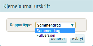 Du kan velge «Sammendrag» eller «Fullversjon» Sammendrag: Sammendrag-utskrift inneholder: 1. Personalia og fastlege 2.