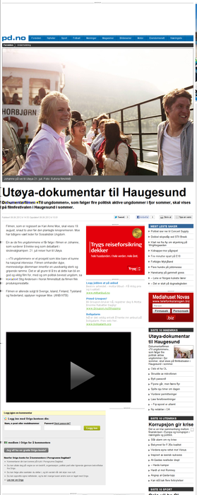 Porsgrunns Dagblad. Publisert på nett 06.06.2012 15:06. Profil: Overvåkningsprofiler, Haugesund filmfestival.