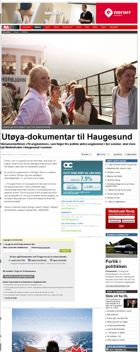 Rogalands Avis. Publisert på nett 06.06.2012 14:57. Profil: Overvåkningsprofiler, Haugesund filmfestival.