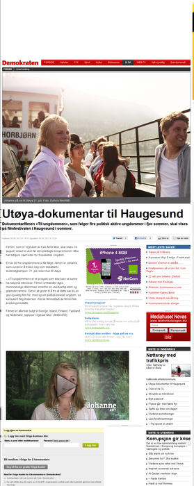 Demokraten. Publisert på nett 06.06.2012 15:23. Profil: Overvåkningsprofiler, Haugesund filmfestival.