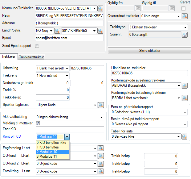 KID ved betaling til trekkeiere Du kan nå angi KID på betalinger trekkeiere.