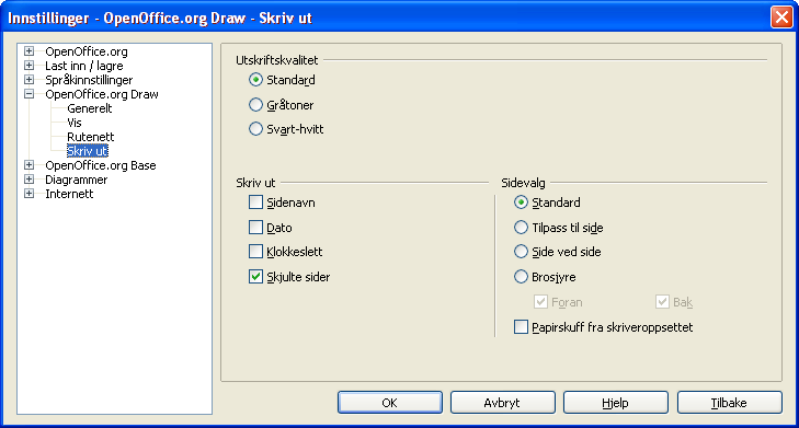 D... Innstillinger for Draw (D) Du kan sette en del innstillinger for Draw slik at programmet arbeider slik du ønsker.