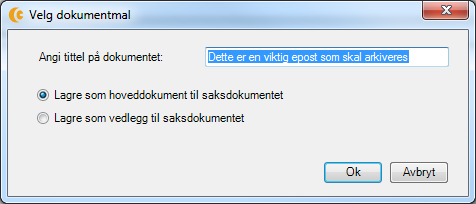 4. Velg hvilken mal du vil bruke på dokumentet. Bruk malen for flere hovedmottakere dersom det er flere mottakere i Til feltet uavhengig av antall kopimottakere.