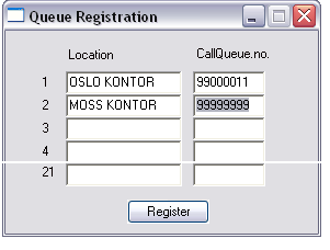 10.3 View: 10.3.1 SBO reistration Her registreres alle sentralbordklientene (max 21 stk).