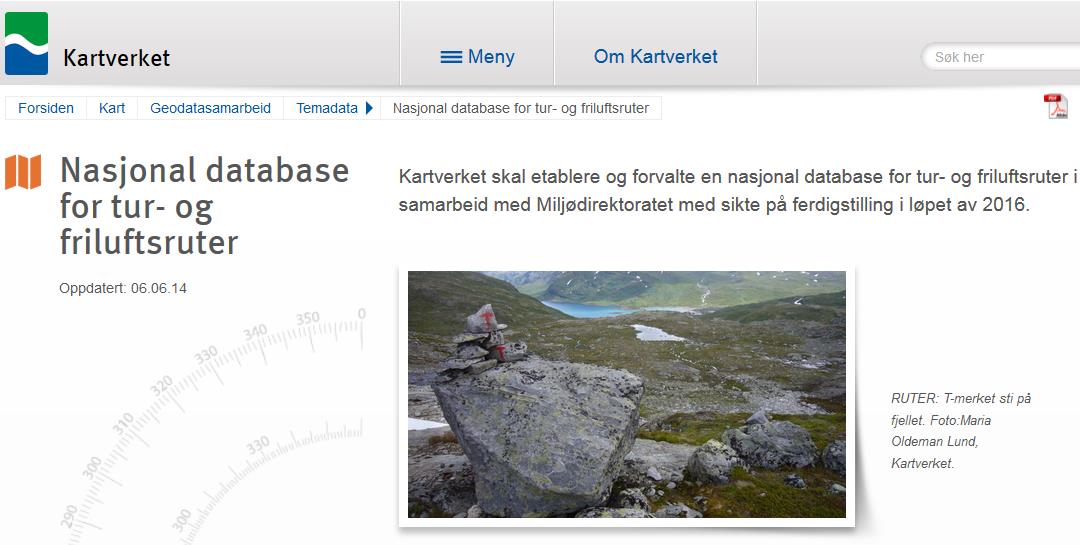 Tur- og friluftsruter Nasjonal database for tur og