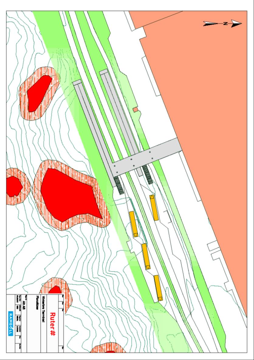 Plan Foreslått løsning K1 Kart 13.04.2015 Kulturminne i rødt, med sikringssone skravert.