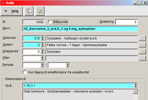 Oppbygning av roller Eksempel på en