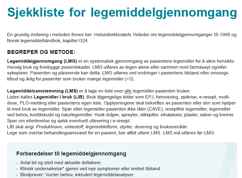Aktuelle verktøy til bruk i LMG: Helsedirektoratets veileder IS-1998: Finnes