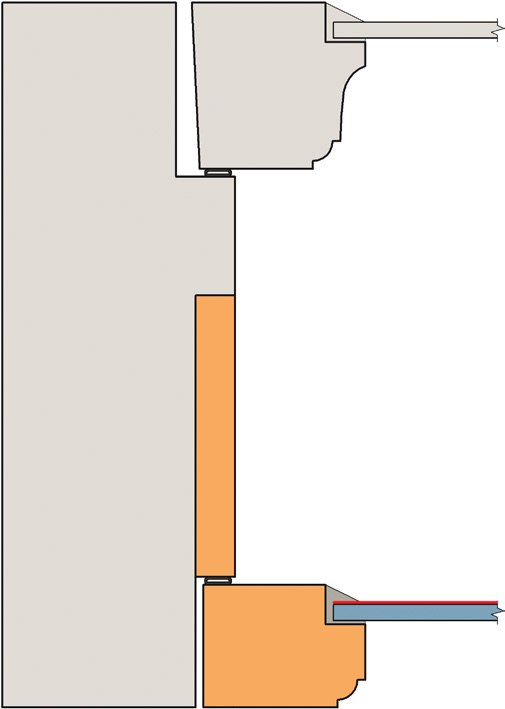Figur 3.2a Horisontalsnitt av forbedret vindu med vareramme 1 i midtre posisjon.