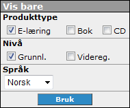 Begrensning av søket Etter at du har søkt i søkefeltet eller klikket deg fram i menyen, kan du begrense søket ytterligere ved hjelp av produktfilteret, se eksemplet vist i Figur C.