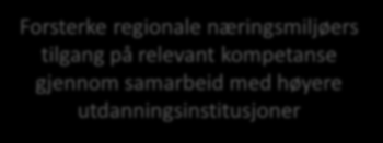 Kompetanseutvikling i regionale næringsmiljøer Forsterke regionale næringsmiljøers tilgang på relevant kompetanse gjennom