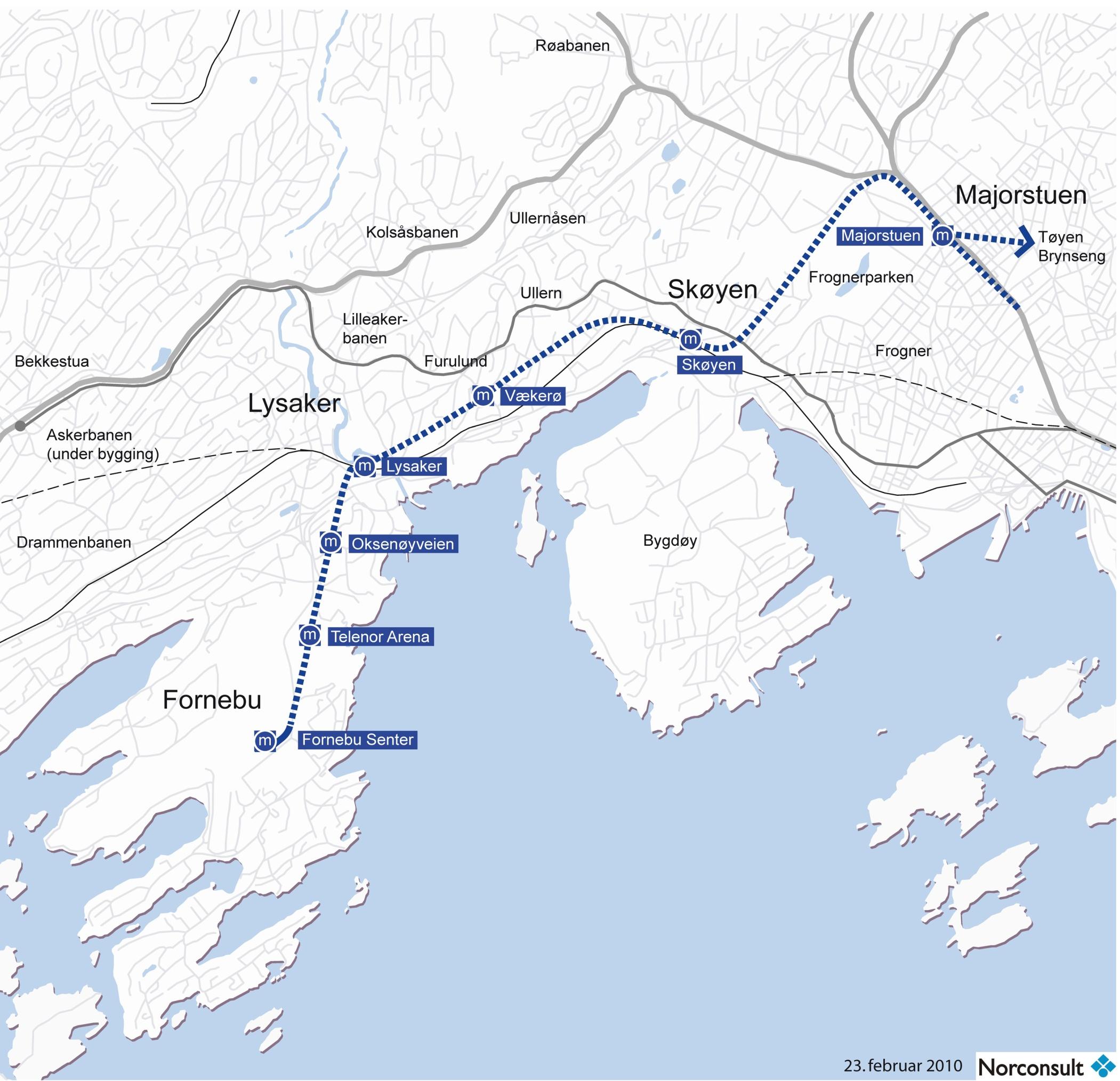 Videreføring østover gjennom Oslo i ny tunnel.