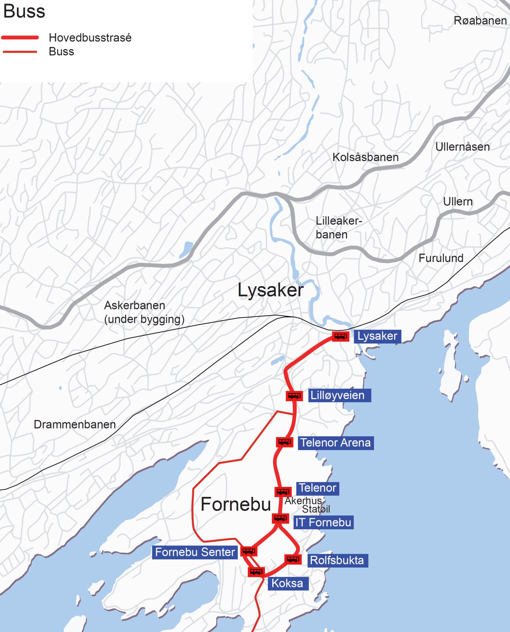 Buss - referansealternativ Forutsatt god fremkommelighet gir buss et godt og rimelig kollektivtilbud (50 avgager i timen på Fornebu) Kapasitet i Oslo sentrum er i dag på