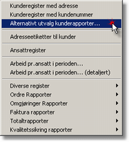 10 DENTAL2000 - Endringsdokumentasjon 1.5.3 Utskriftsmeny Utskriftsmenyen er litt endret for enklere tilgang til kunderapporter og nytt menyvalg for "A