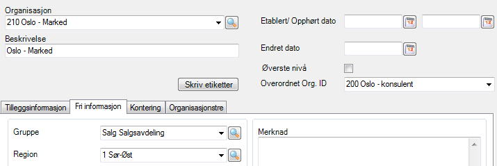 Rapport Rapporten har følgende utseende og detaljgrad i henhold til bestilling. Organisasjon Det er mulig å gruppere organisasjonsenheter i grupper som for eksempel gruppe / Region.