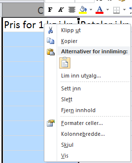 Endre bredden til en kolonne Noen ganger skriver vi mer i en celle enn det er plass til i bredden. Vi kan endre bredden til en kolonne på to måter.