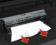 Kontroller at skrivehodet er flyttet til siden og bort fra det fastkjørte papiret.