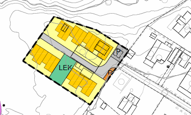 felles uteareal på bakken og felles parkering ved inngang til området. Videre ble det henstilt til finne arkitektoniske løsninger som kunne tilpasses strøket på en bedre måte.