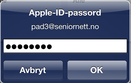 penger passord, skriv inn dette og trykk OK.
