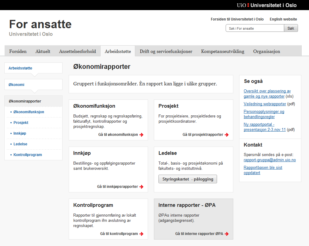 Starte webrapportene for OA Benytt link for å hente opp hovedmenyen: http://www.uio.