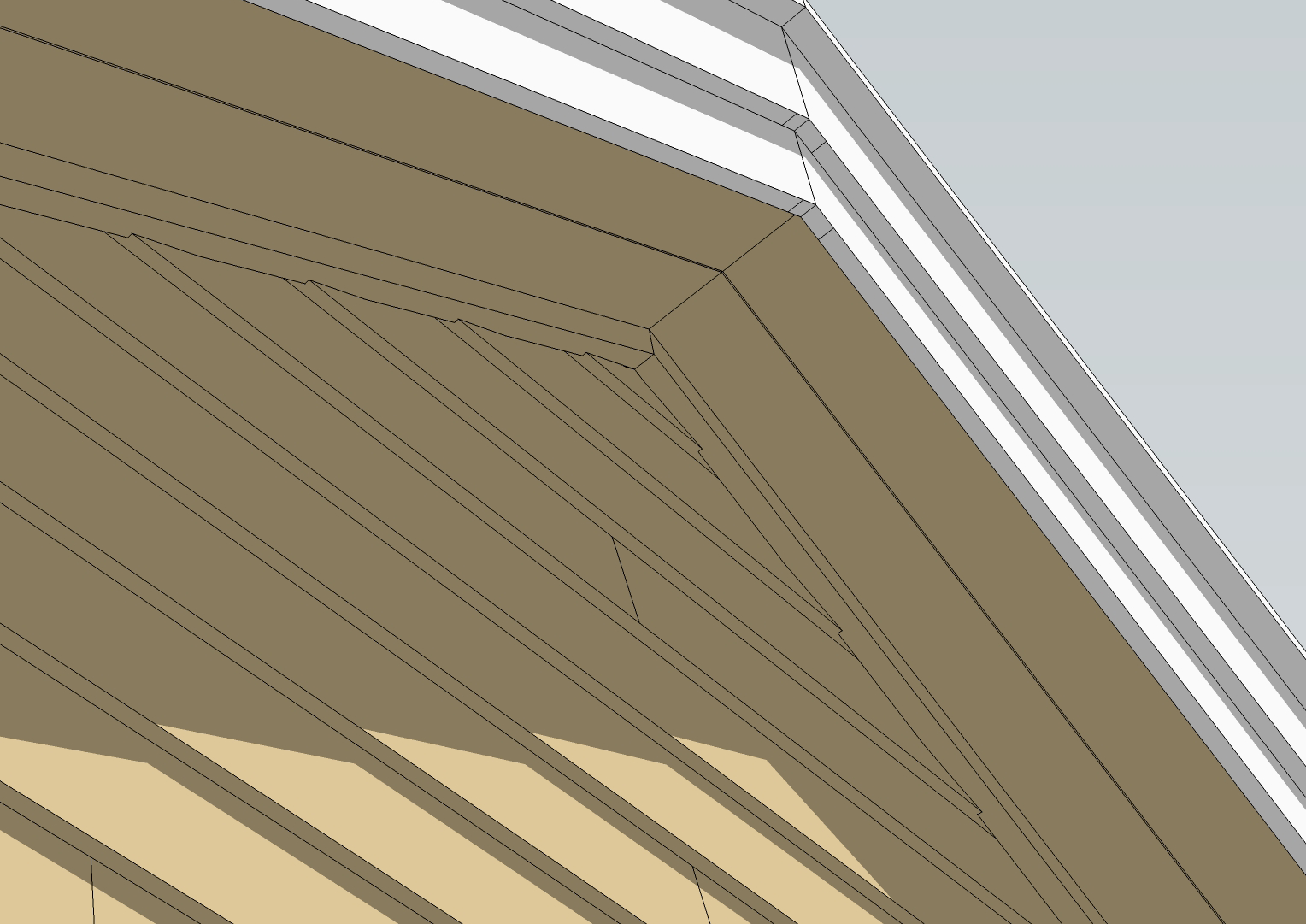 TAKUTSTIKKET UTVENDIG DEL 10 / 13 LIGGENDE Montér panel under takutstikket før du kler veggen helt opp.