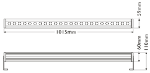 Ute-/plassbelysning Ute-/plassbelysning WALL WASHER LED Kraftig LED lyslist. Leveres med 2m ledning og jordet plugg for 230V tilkobling.