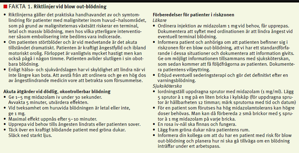 Retningslinjer ved blow out-blødning