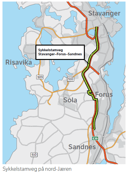 Sykkel, gange, miljø, trafikksikkerhet Sykkelstamveien Stavanger Forus Sandnes 1 mrd til