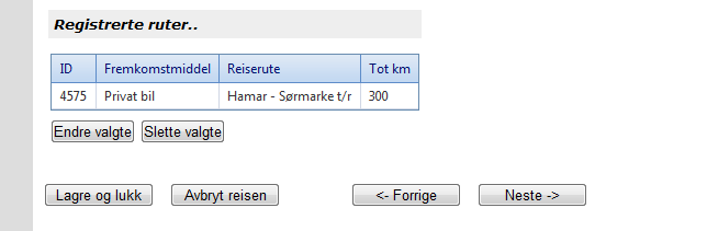 Nå skal du fylle ut informasjon om bruk av bil! Har du ikke brukt bil og krysset riktig i starten på utfyllingen så får du ikke opp dette valget.