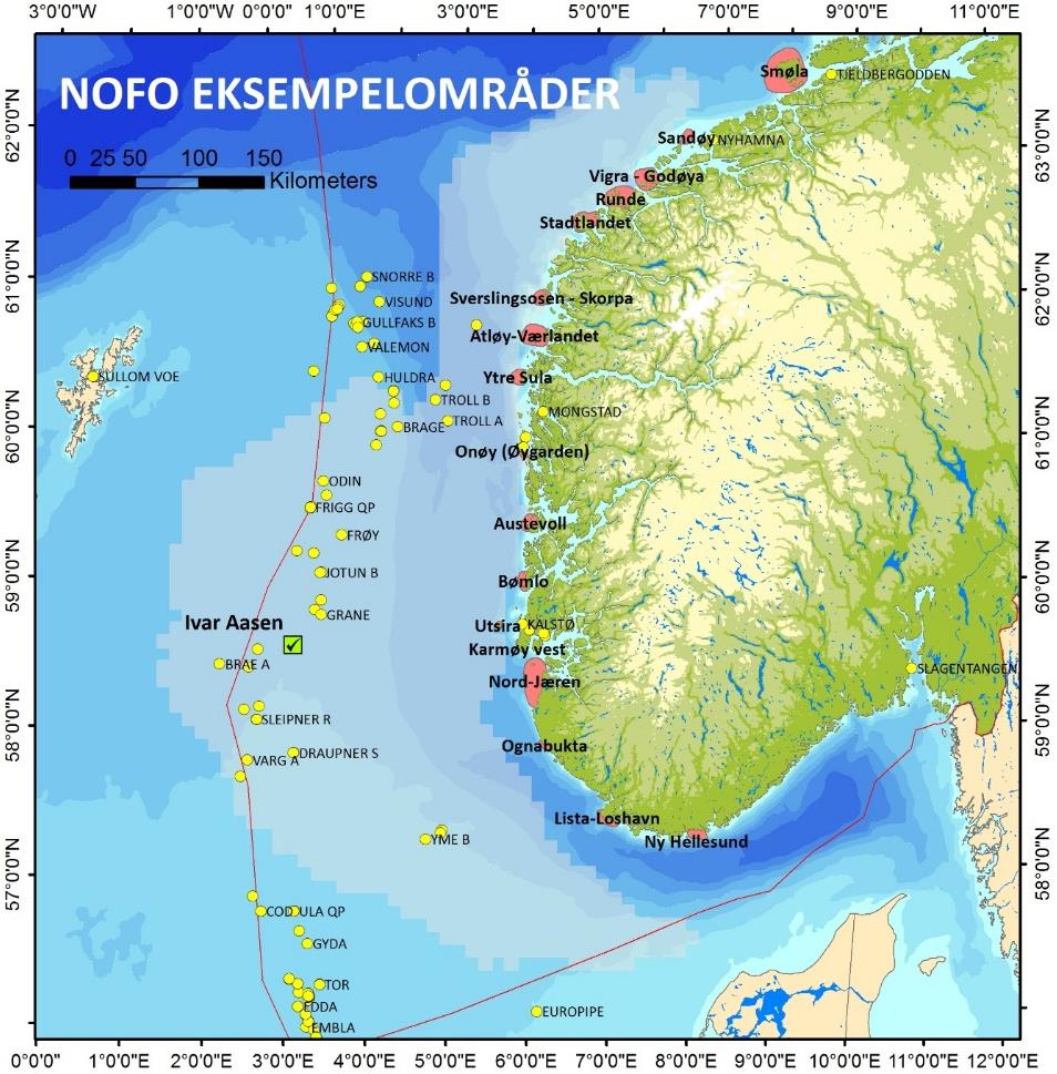 25 av 62 Figur 19. Særlig Verdifulle Områder (SVO) i Nordsjøen, samt kjente fuglefjell.